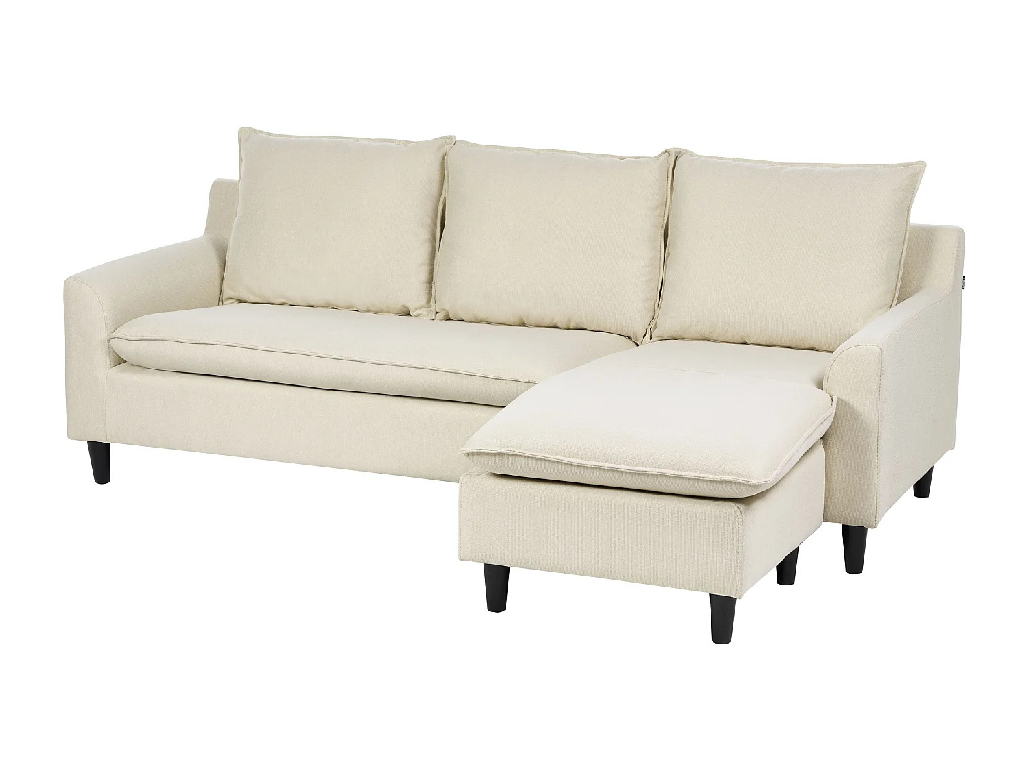 Canapé d'Angle à Gauche Moderne en Tissu Pieds en Bois Massif Beige Elvenes