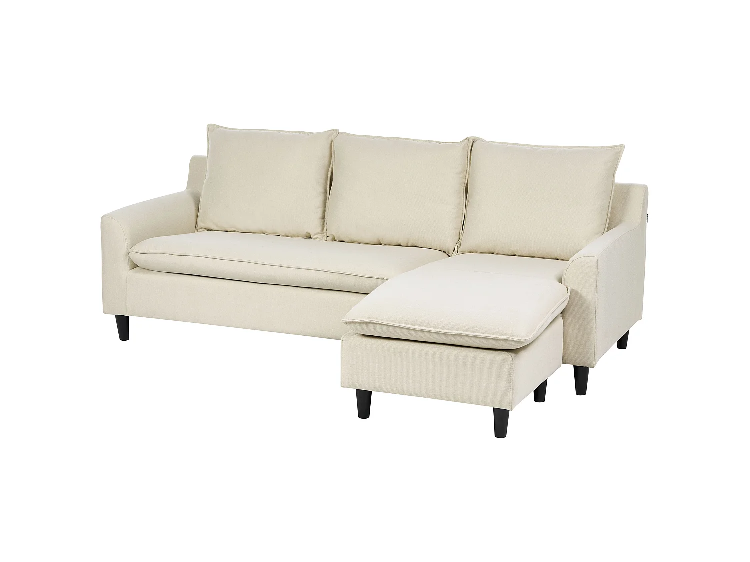 Corner Sofa 3 Seater ELVENES Fabric Light Beige Left Hand