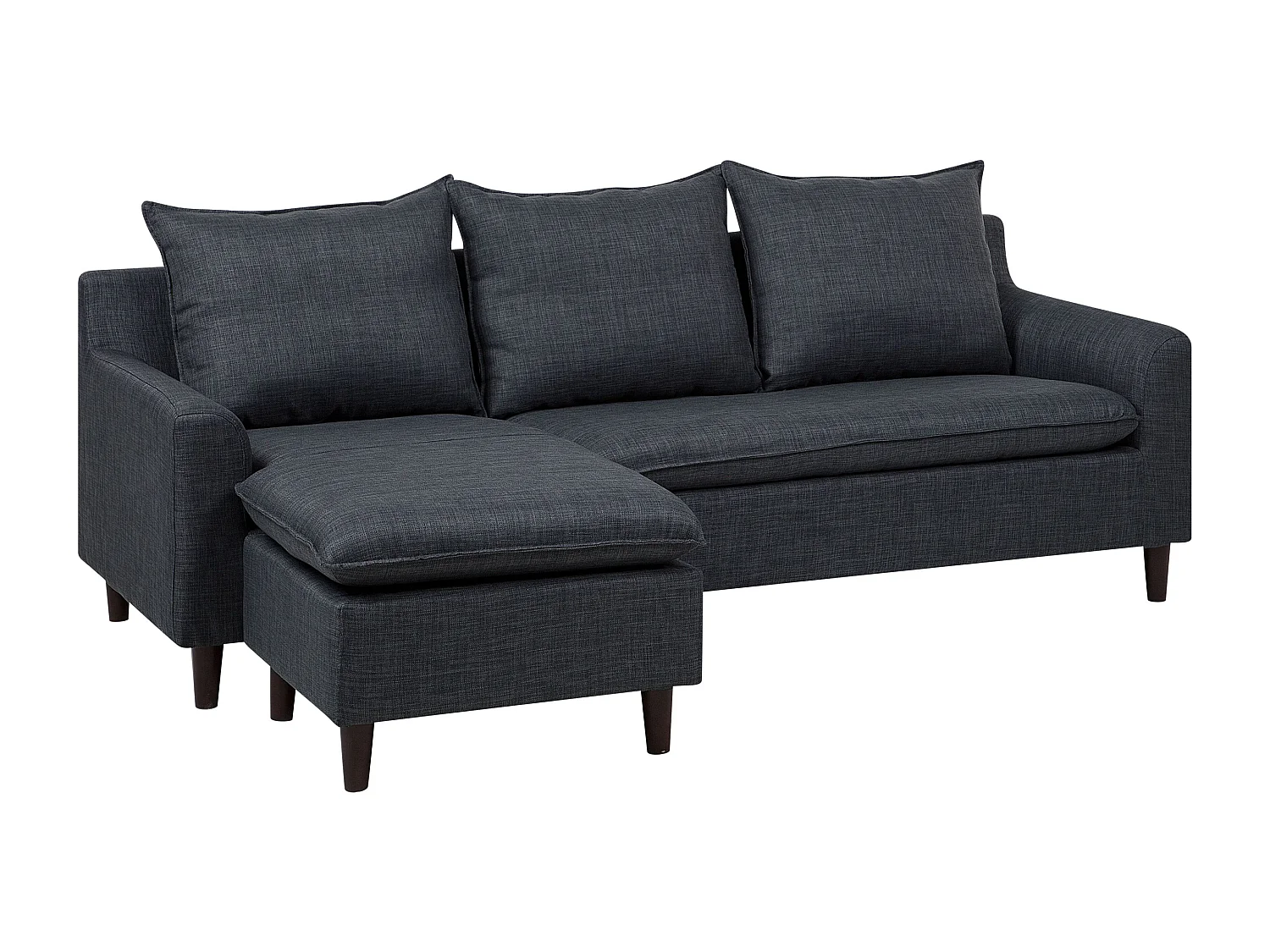 Canapé d'Angle à gauche Moderne en Tissu Pieds en Bois Massif Gris Foncé Elvenes