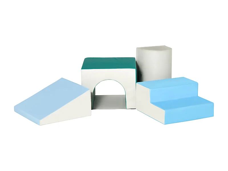 4 blocs de construction en mousse XL - modules de motricité - certifiés normes EN71-1-2-3 - mousse EPE revêtement PU gris bleu
