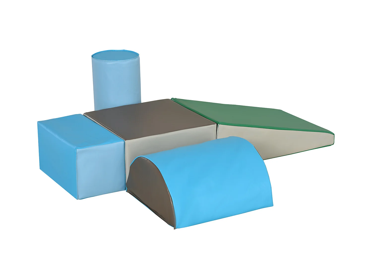 5 blocs de construction en mousse XL - modules de motricité - certifiés normes EN71-1-2-3 - mousse EPE revêtement PU gris bleu vert