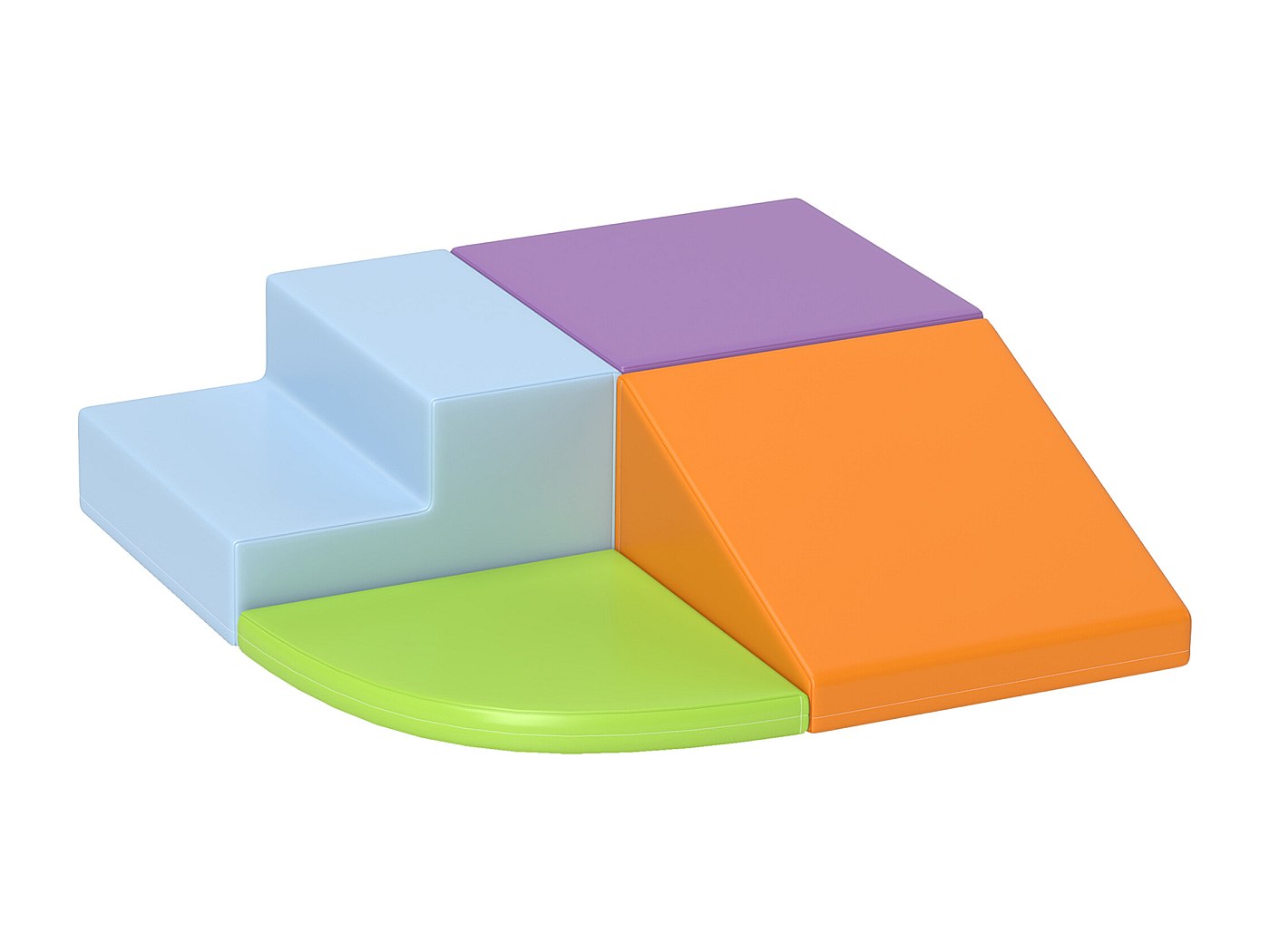Lot Blocs De Construction Mousse Avec Toboggan - Rose Bleu Pour Bébé Et Tout-Petits