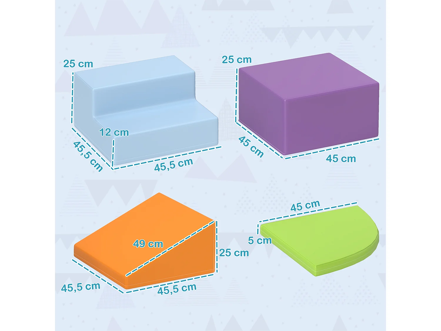 4 blocs de construction en mousse XL - modules de motricité - certifiés normes EN71-1-2-3 - mousse EPE revêtement PU orange