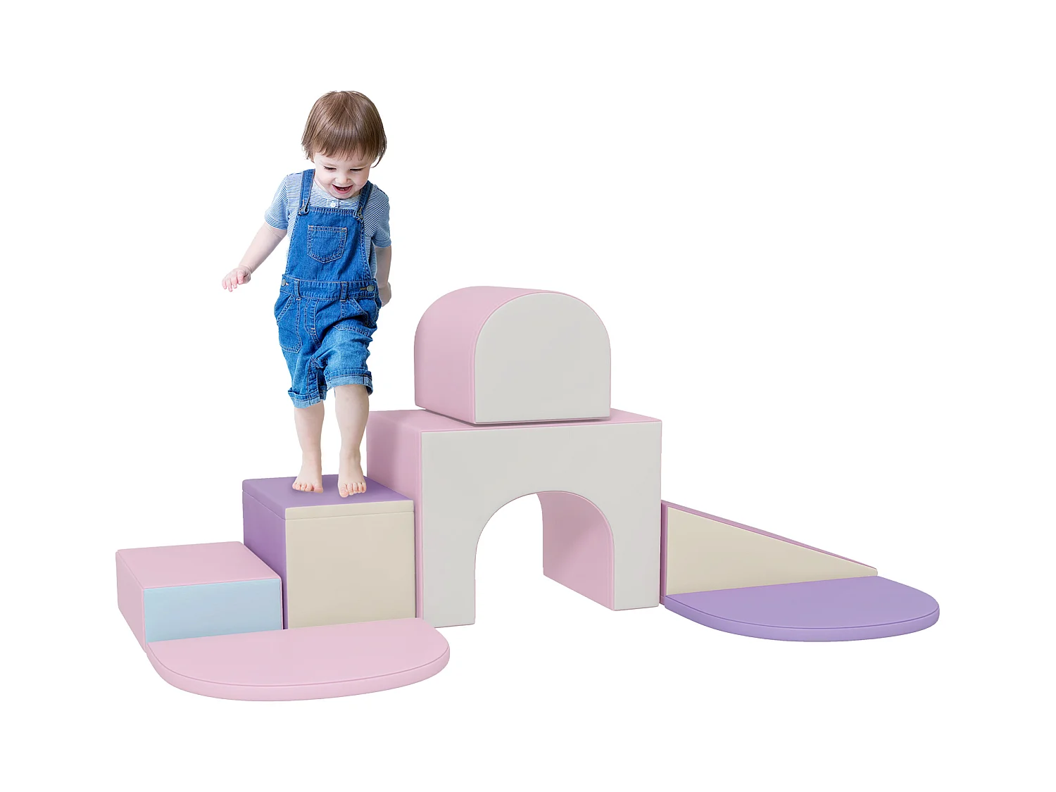 7 blocs de construction en mousse XL - modules de motricité - normes EN71-1-2-3 - mousse EPE revêtement PU mauve rose