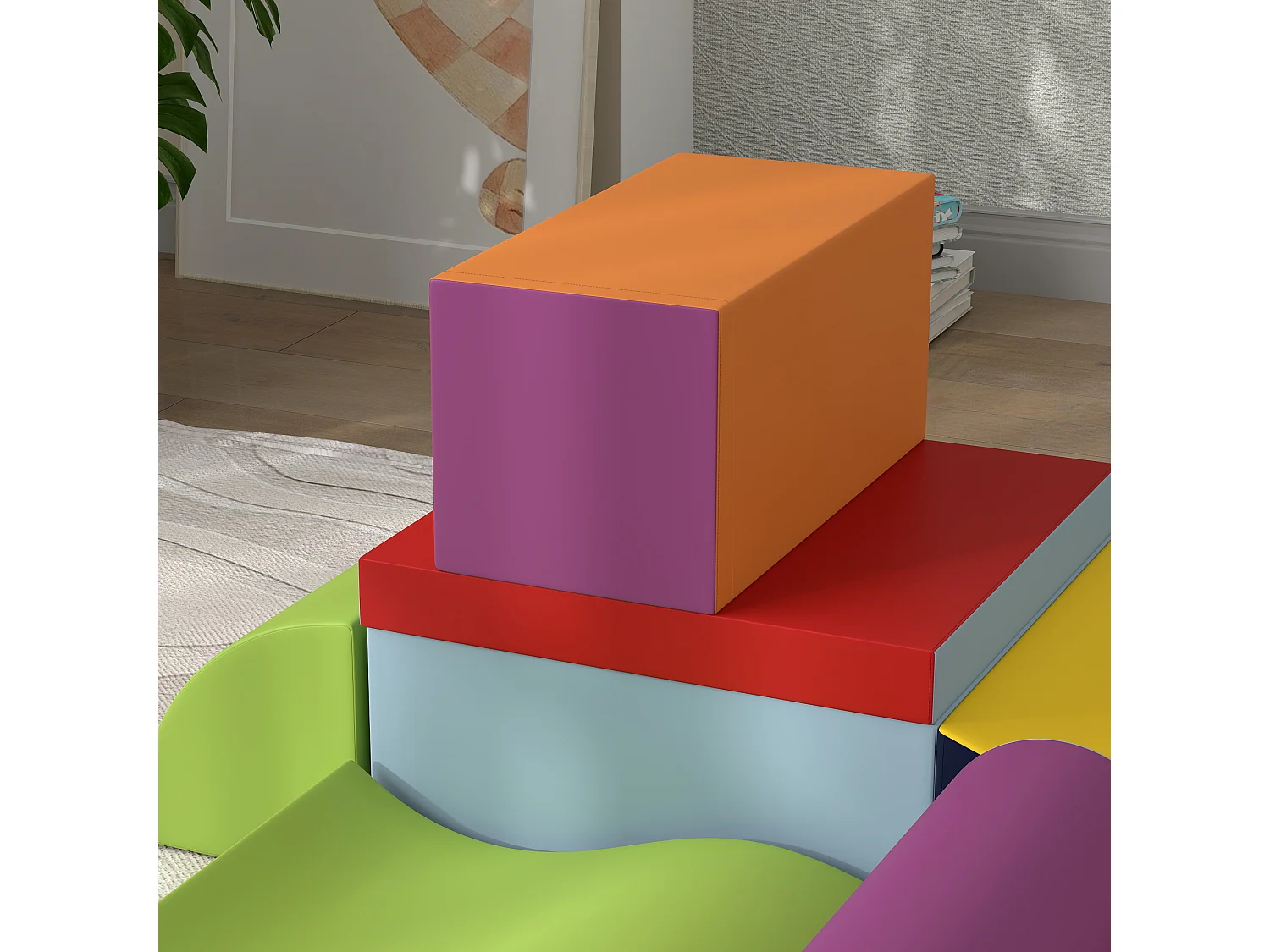 7 blocs de construction en mousse XXL - modules de motricité - certifiés normes EN71-1-2-3 - mousse EPE revêtement PU multicolore