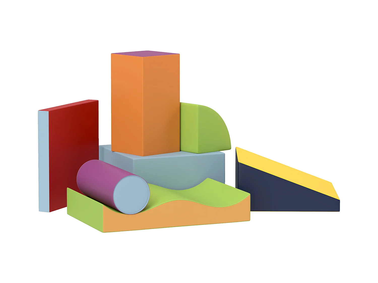 7 blocs de construction en mousse XXL - modules de motricité - certifiés normes EN71-1-2-3 - mousse EPE revêtement PU multicolore