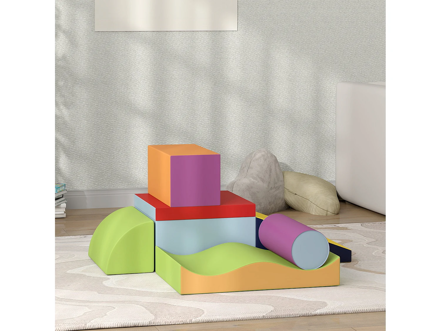 7 blocs de construction en mousse XXL - modules de motricité - certifiés normes EN71-1-2-3 - mousse EPE revêtement PU multicolore