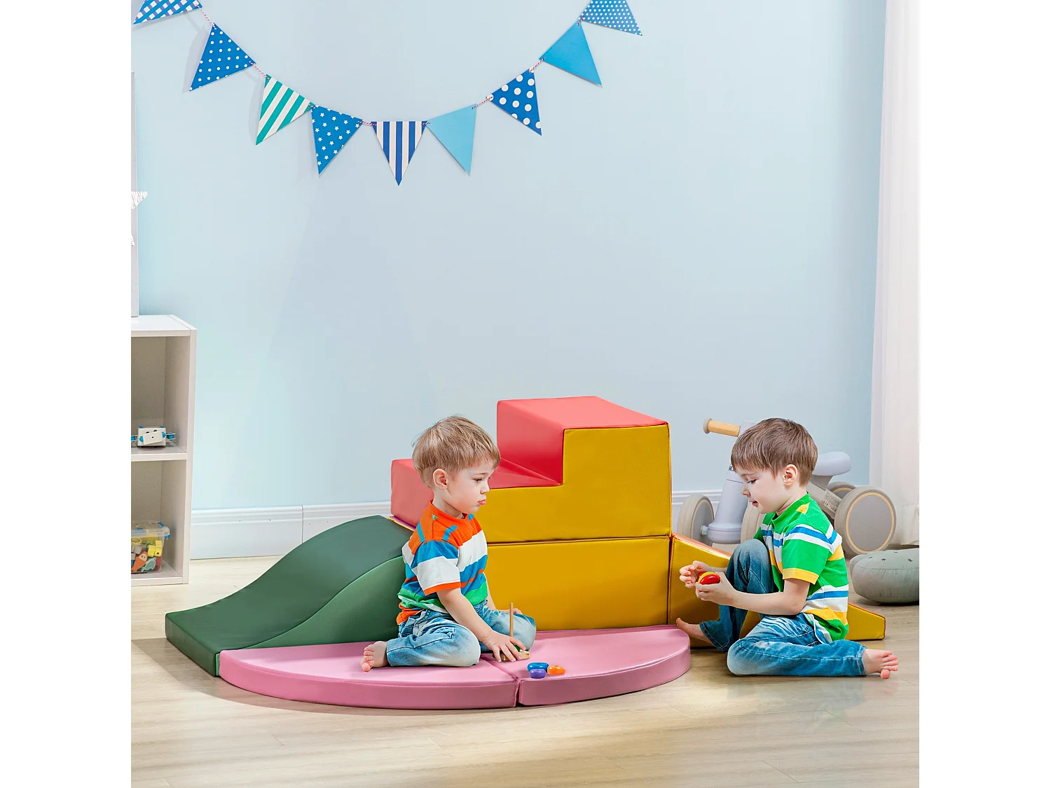 6 blocs de construction en mousse XL - modules de motricité - jouets éducatifs - certifiés normes EN71-1-2-3 - mousse EPE revêtement PU multicolore