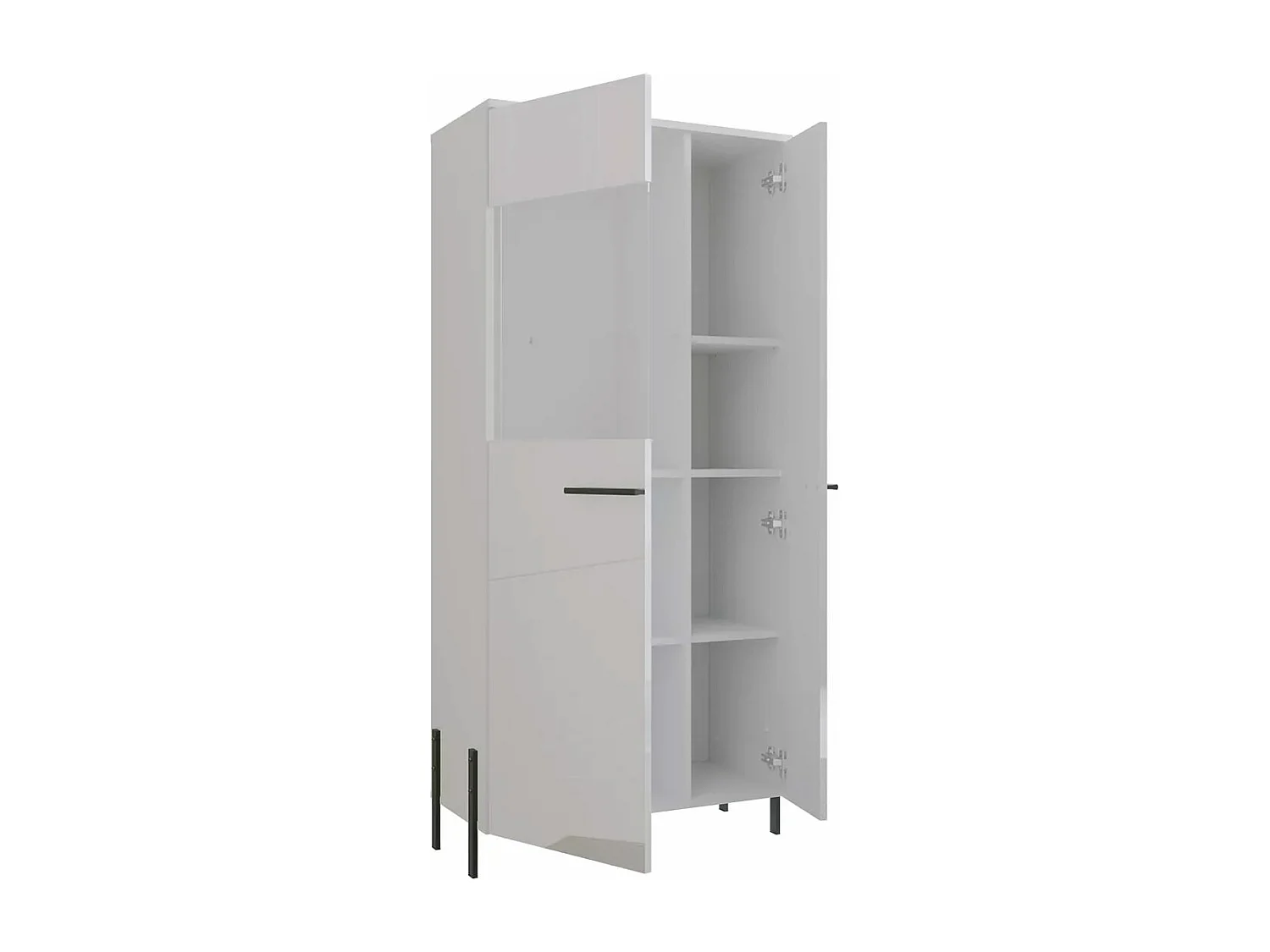 VITRINE Vigo weiß / weiß Hochglanz 70 / 40 / 158cm