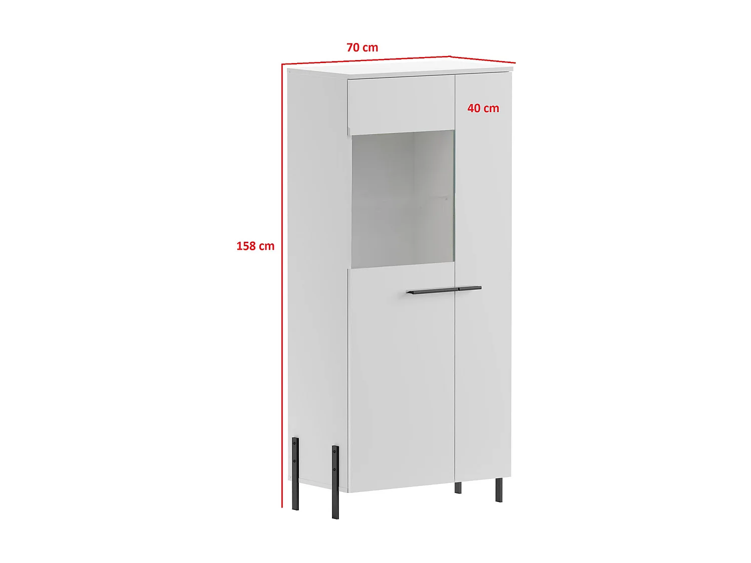 VITRINE Vigo weiß / weiß Hochglanz 70 / 40 / 158cm