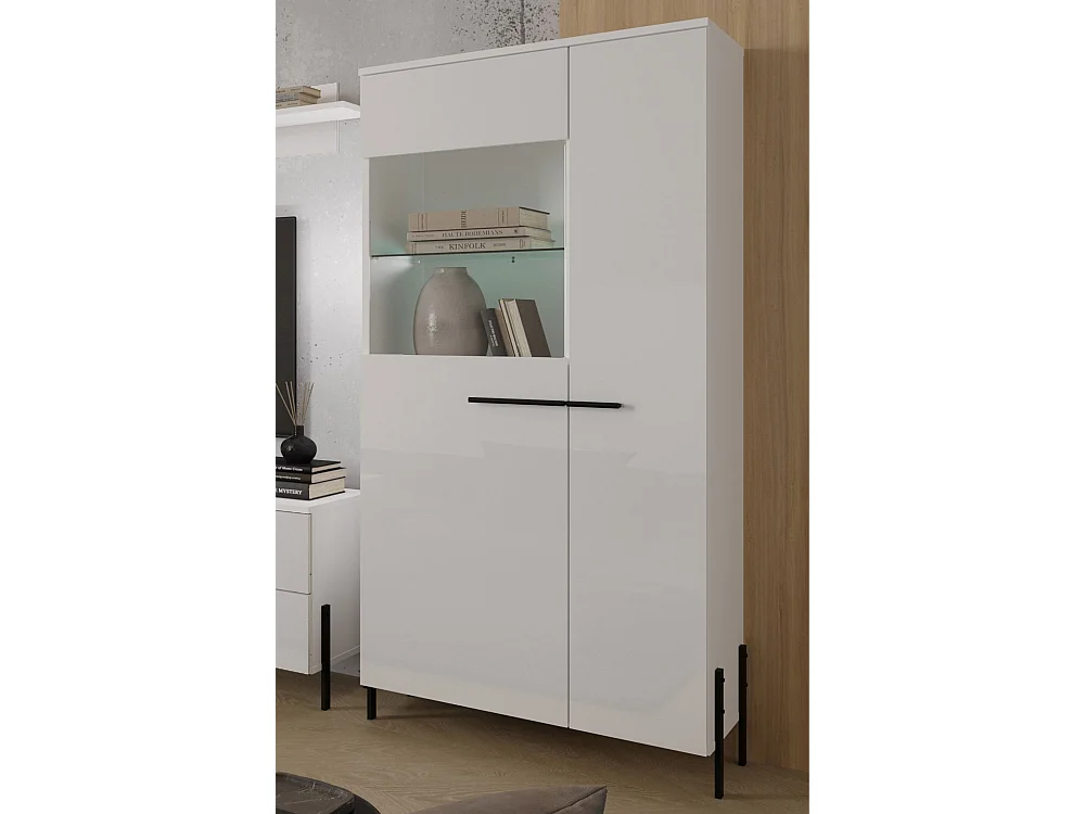 VITRINE Vigo weiß / weiß Hochglanz 70 / 40 / 158cm
