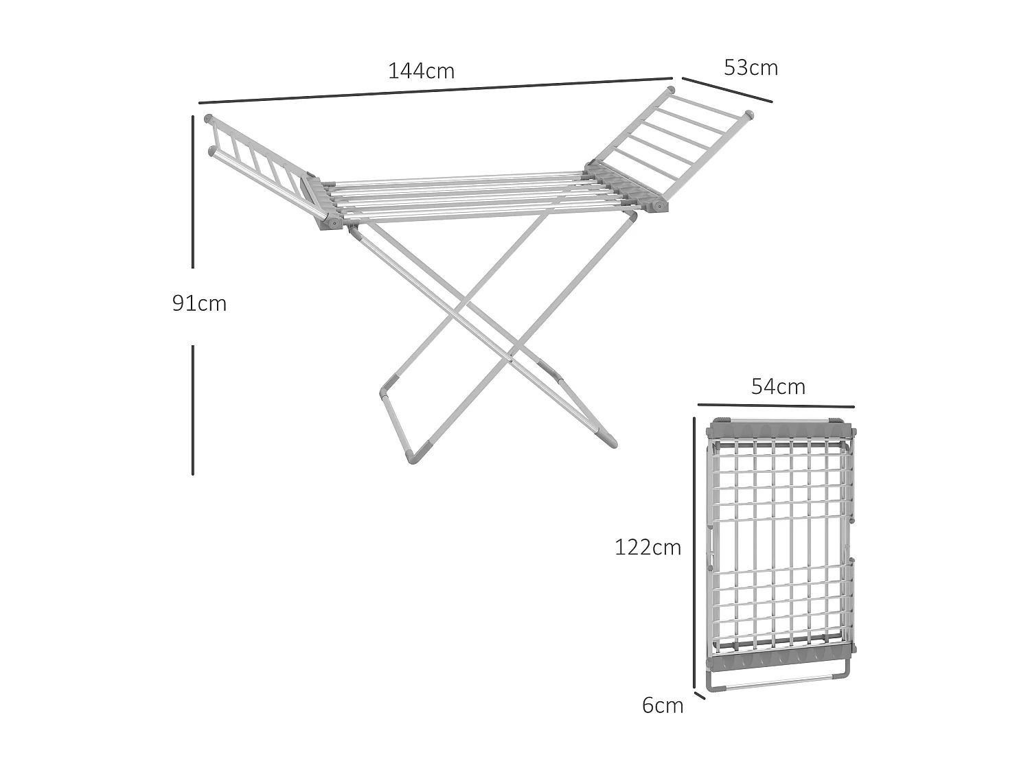 Etendoir séchoir linge pliable 2 ailes latérales extensibles alliage aluminium
