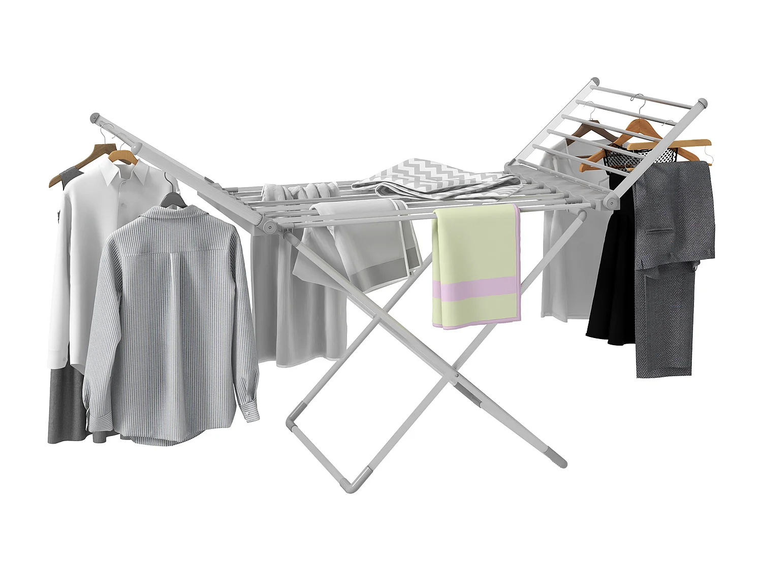 Etendoir séchoir linge pliable 2 ailes latérales extensibles alliage aluminium