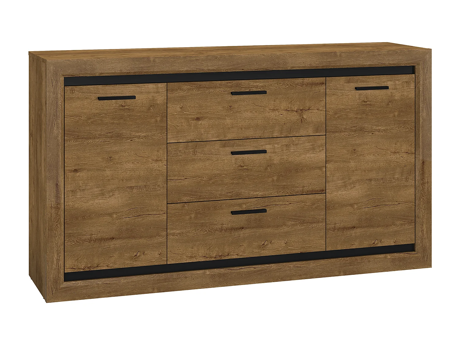 SIDEBOARD Baltica Lefkas Eiche / schwarz 165 / 43 / 94cm