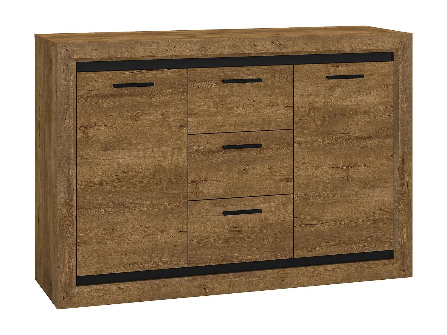 SIDEBOARD Baltica Lefkas Eiche / schwarz 138 / 43 / 94cm