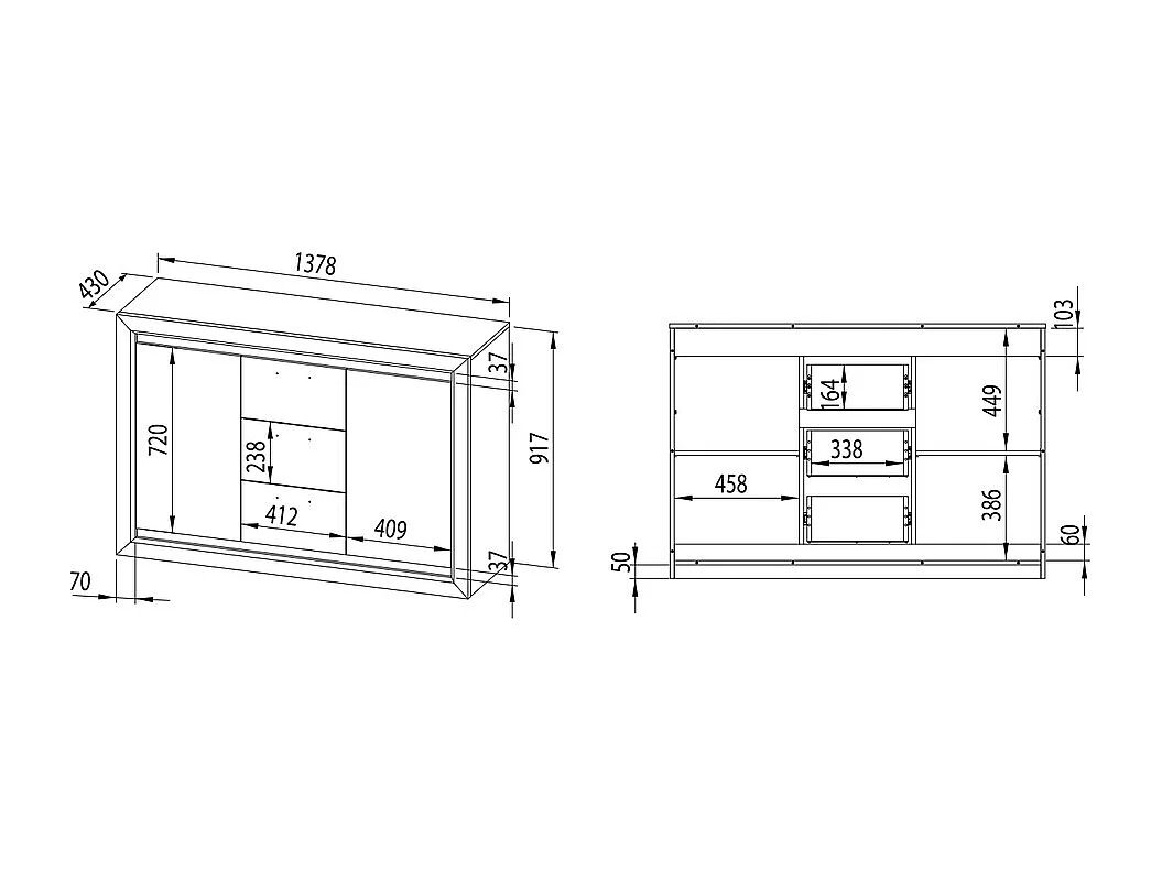 SIDEBOARD Baltica Lefkas Eiche / schwarz 138 / 43 / 94cm