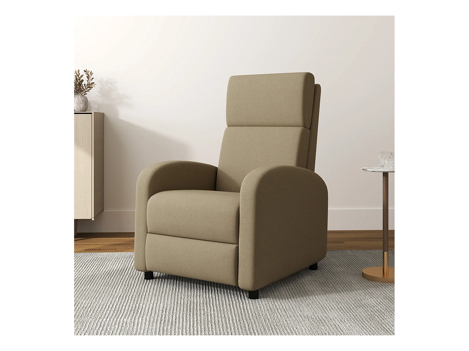 Fauteuil de relaxation inclinable réglable repose-pied tissu beige