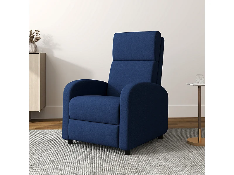 Fauteuil de relaxation inclinable réglable repose-pied tissu bleu