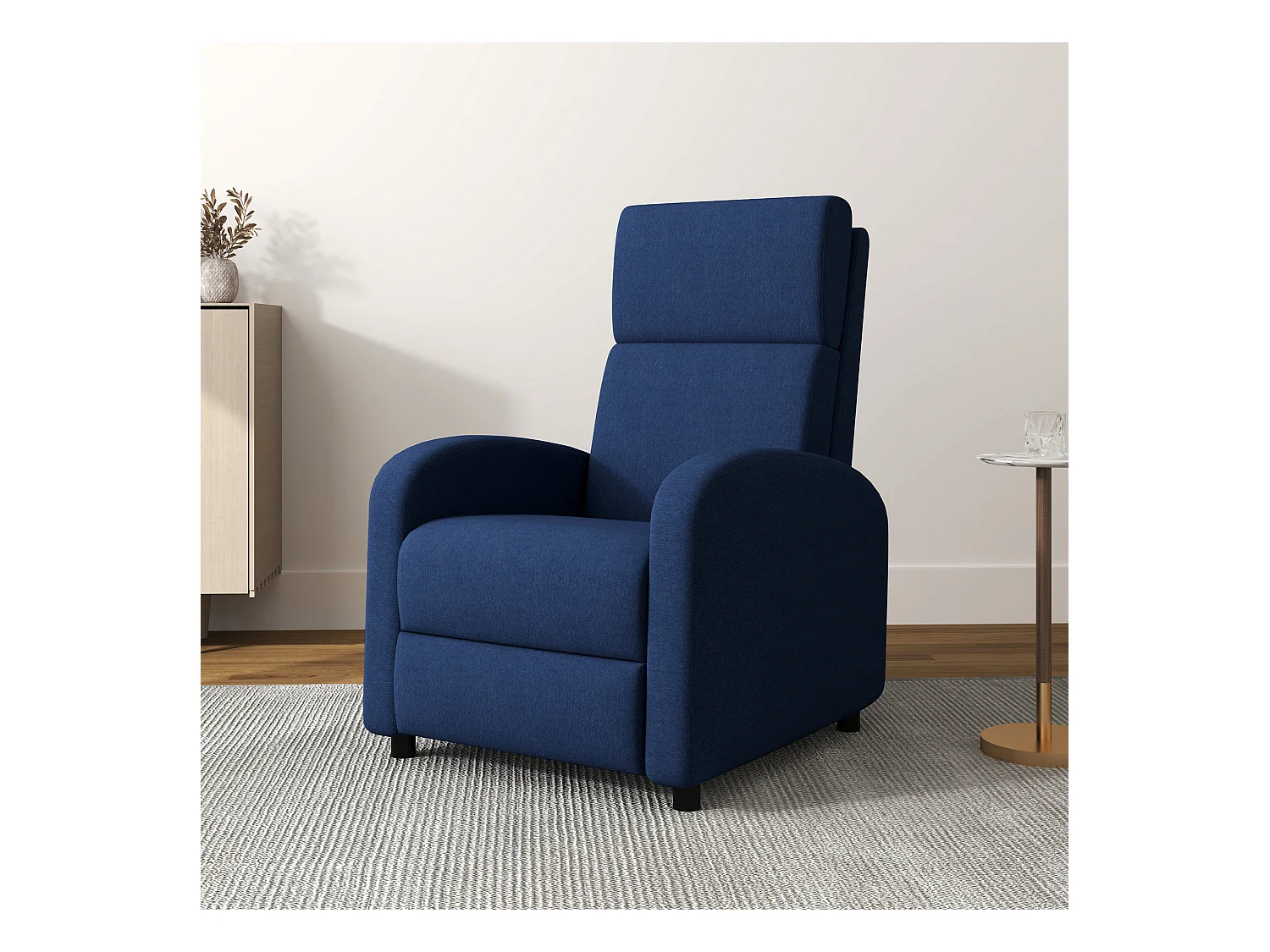 Fauteuil de relaxation inclinable réglable repose-pied tissu bleu