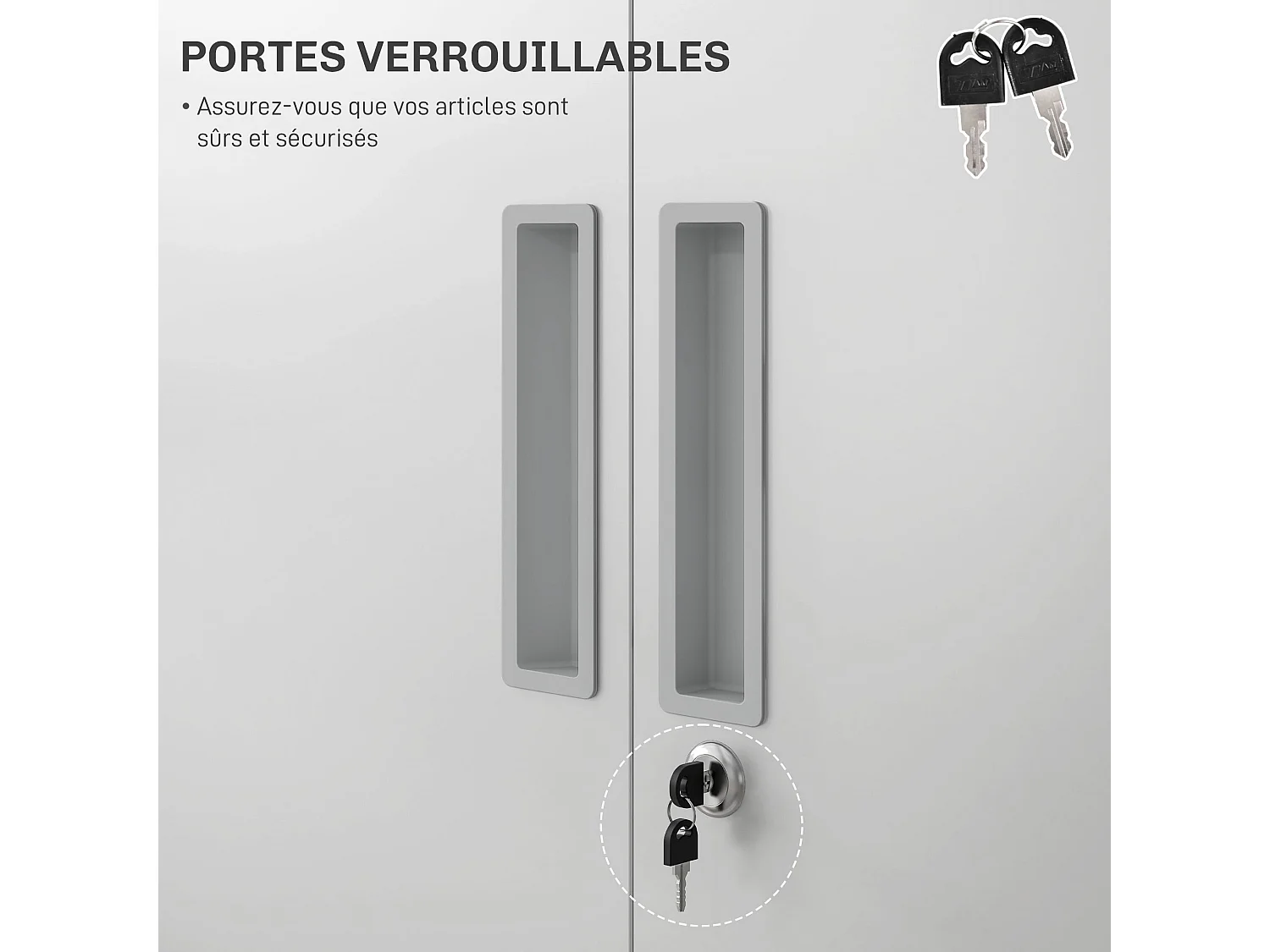 Armoire de bureau verrouillable 2 portes - 4 étagères réglables, 2 clés - acier laminé à froid blanc