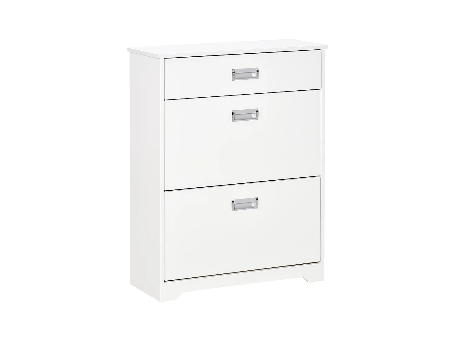 Meuble à chaussures 2 tiroirs rabattables 2 étagères tiroir blanc