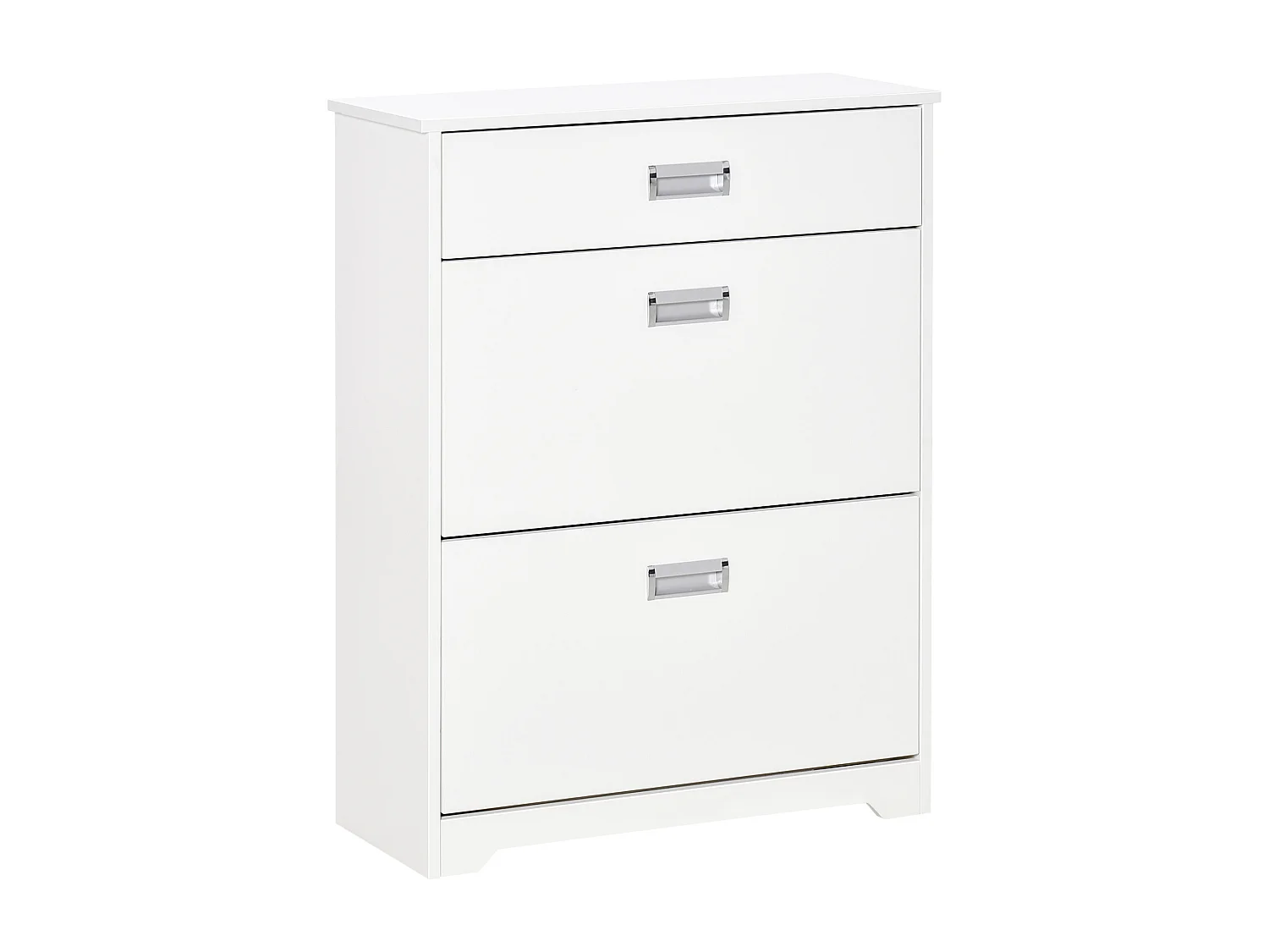 Meuble à chaussures 2 tiroirs rabattables 2 étagères tiroir blanc