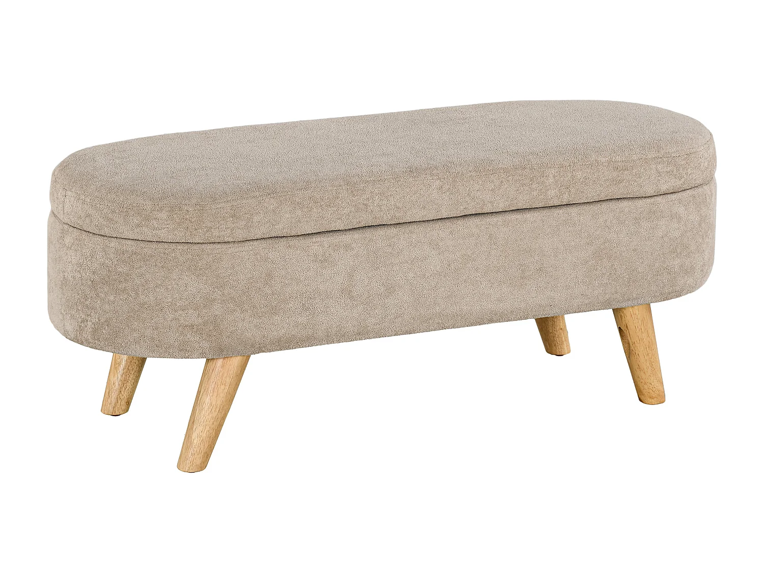 Banquette coffre de rangement 2 en 1 design scandinave dim. 110L x 40l x 43H cm cm piètement bois velours beige