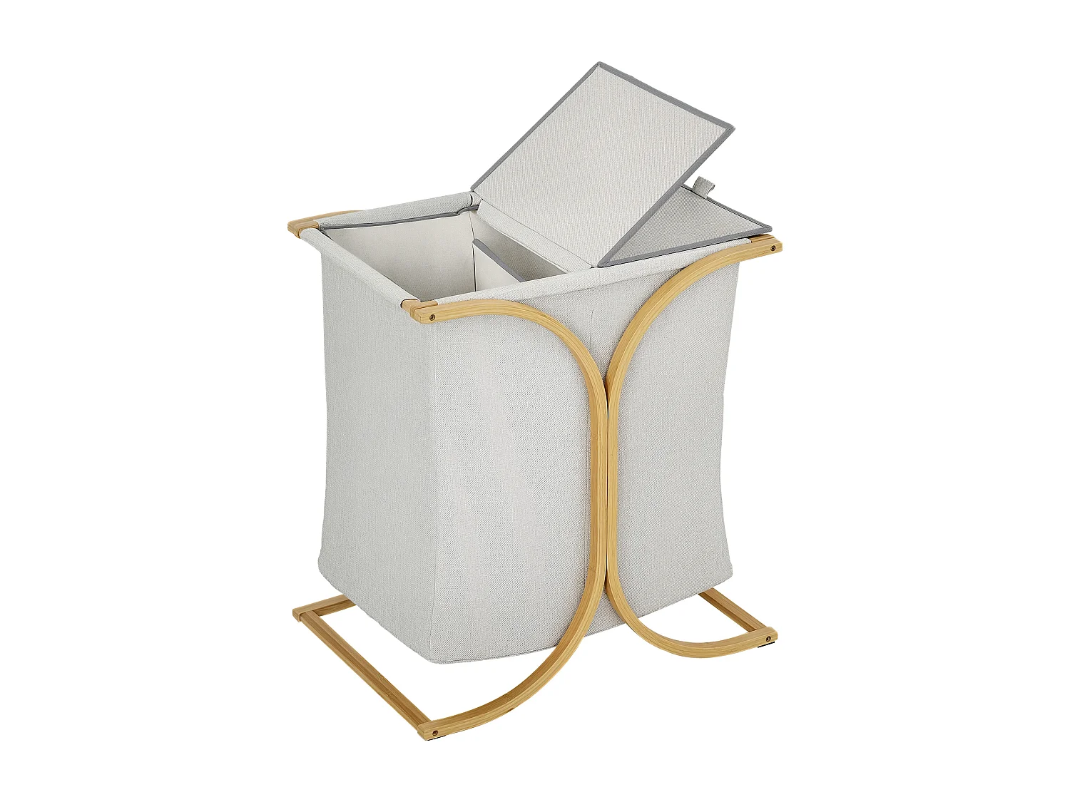 Panier à linge corbeille à linge bac linge sale 2 paniers bambou polyester gris