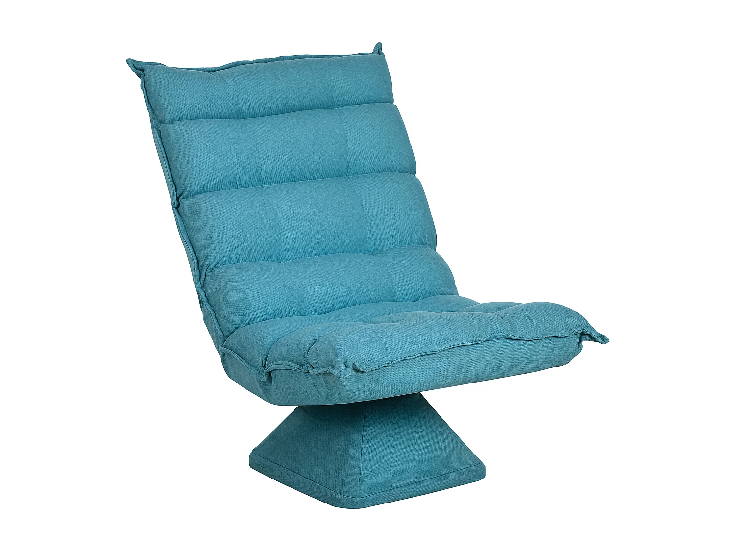 Fauteuil relax grand confort pivotant inclinaison réglable 5 niv. épais garnissage mousse haute densité tissu velours microfibre turquoise