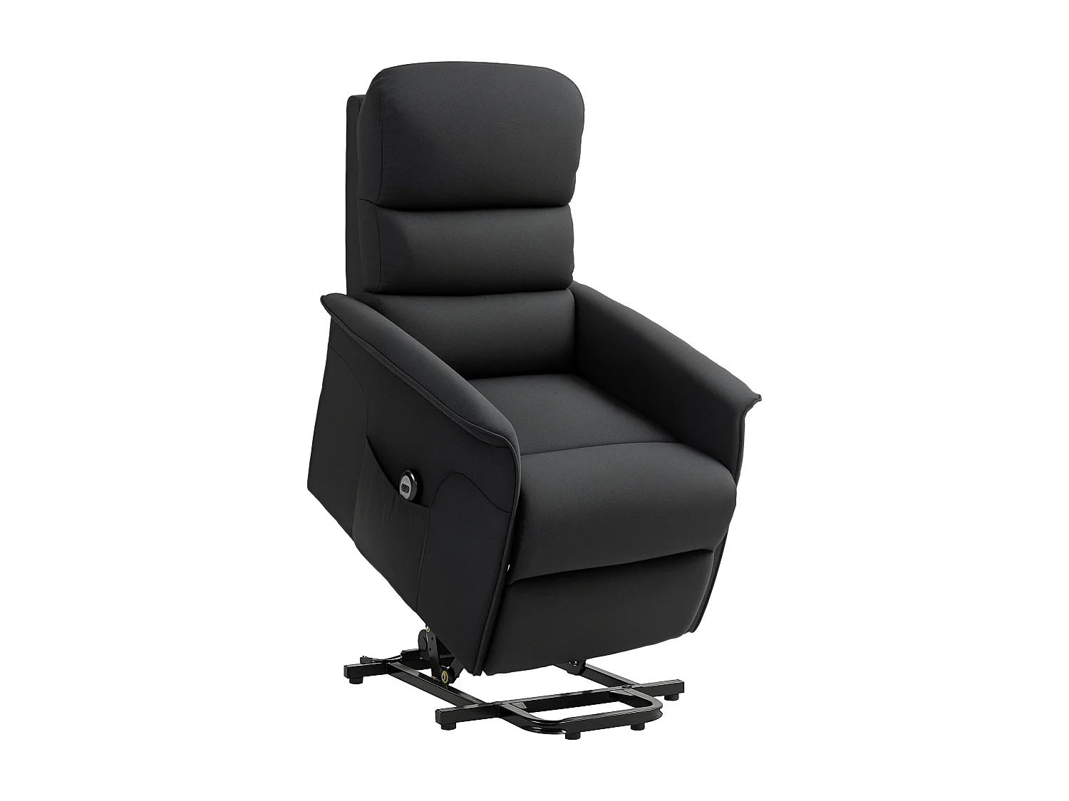 Fauteuil de relaxation électrique télécommande - fauteuil releveur inclinable, repose-pied ajustable - tissu polyester aspect lin noir