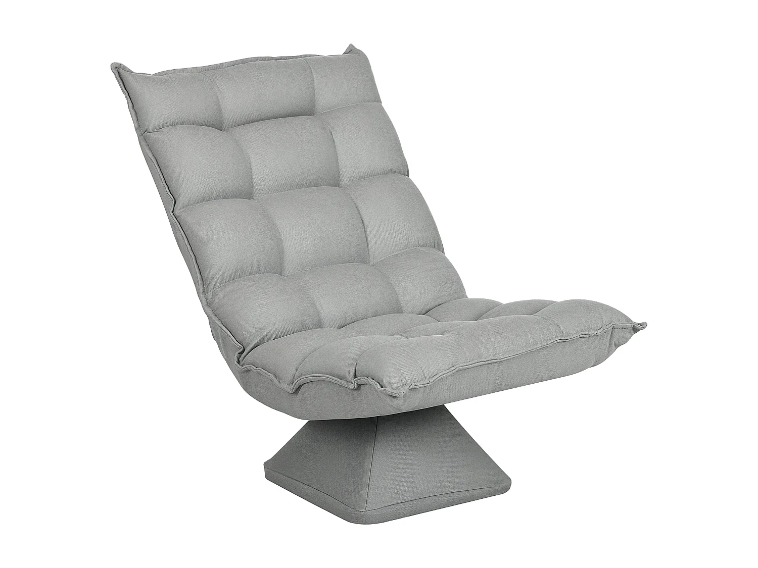 Fauteuil relax grand confort pivotant inclinaison réglable 5 niv. épais garnissage mousse haute densité tissu velours microfibre gris clair