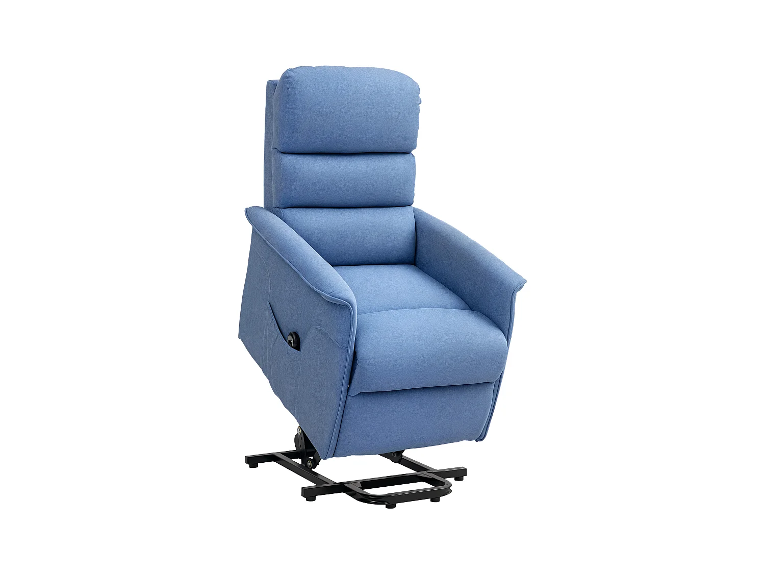 Fauteuil de relaxation électrique télécommande - fauteuil releveur inclinable, repose-pied ajustable - tissu polyester aspect lin bleu