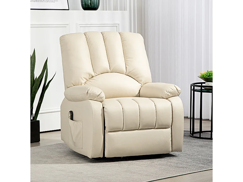 Fauteuil de relaxation électrique - fauteuil releveur inclinable - repose-pied ajustable - microfibre polyester beige clair