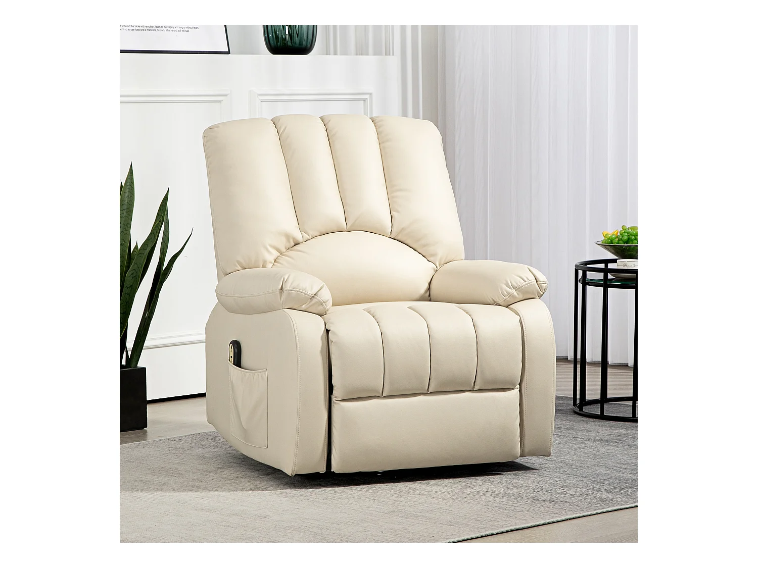 Fauteuil de relaxation électrique - fauteuil releveur inclinable - repose-pied ajustable - microfibre polyester beige clair