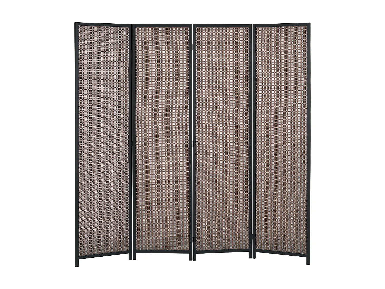 Paravent intérieur séparateur de pièce pliable 4 panneaux dim. 180L x 180H cm bois pin bambou coton marron