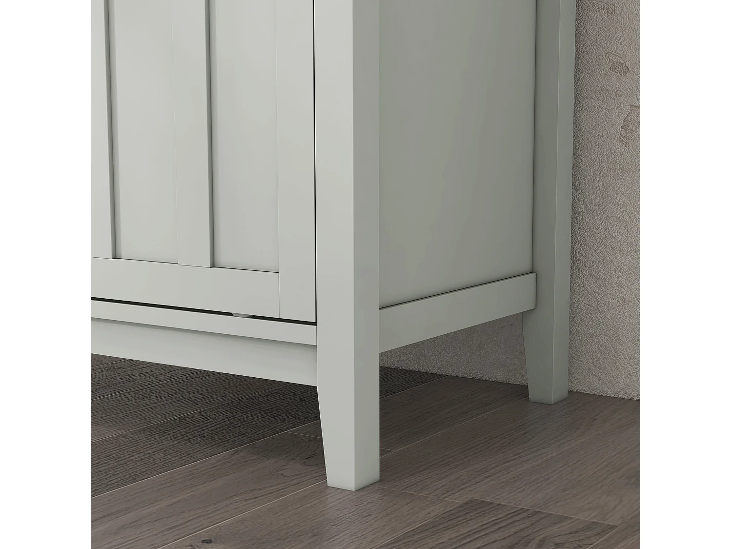 Buffet porte coulissante 2 étagères casier à bouteilles niche MDF gris clair