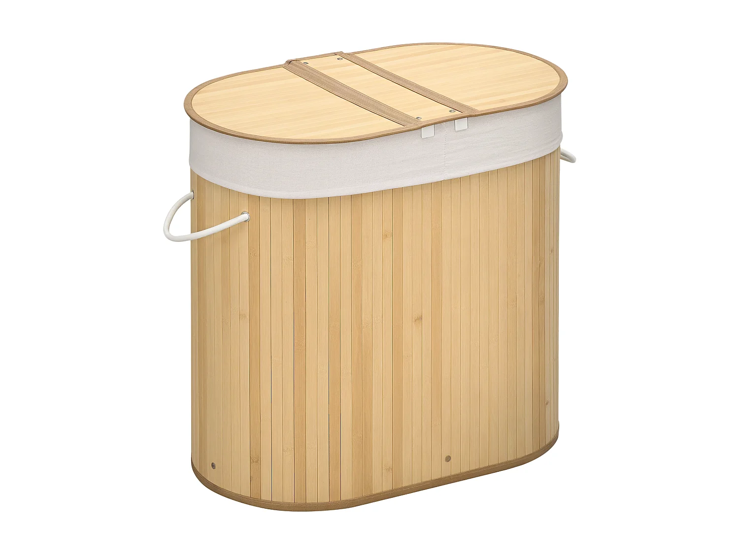 Panier à linge corbeille à linge bac à linge 100 L 2 compartiments couvercle sac amovible 2 poignées tissu bambou