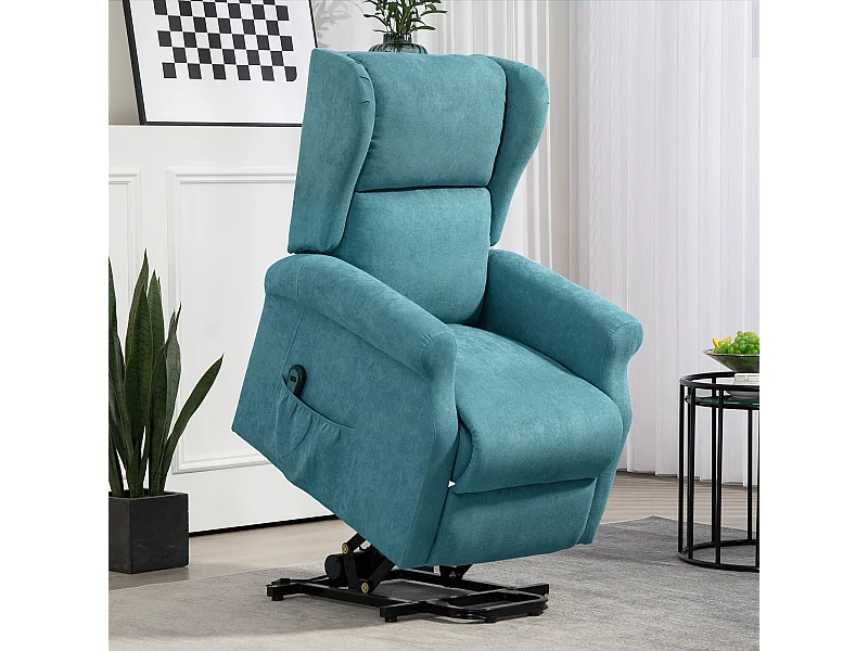Fauteuil de relaxation électrique fauteuil releveur inclinable avec repose-pied ajustable lin bleu