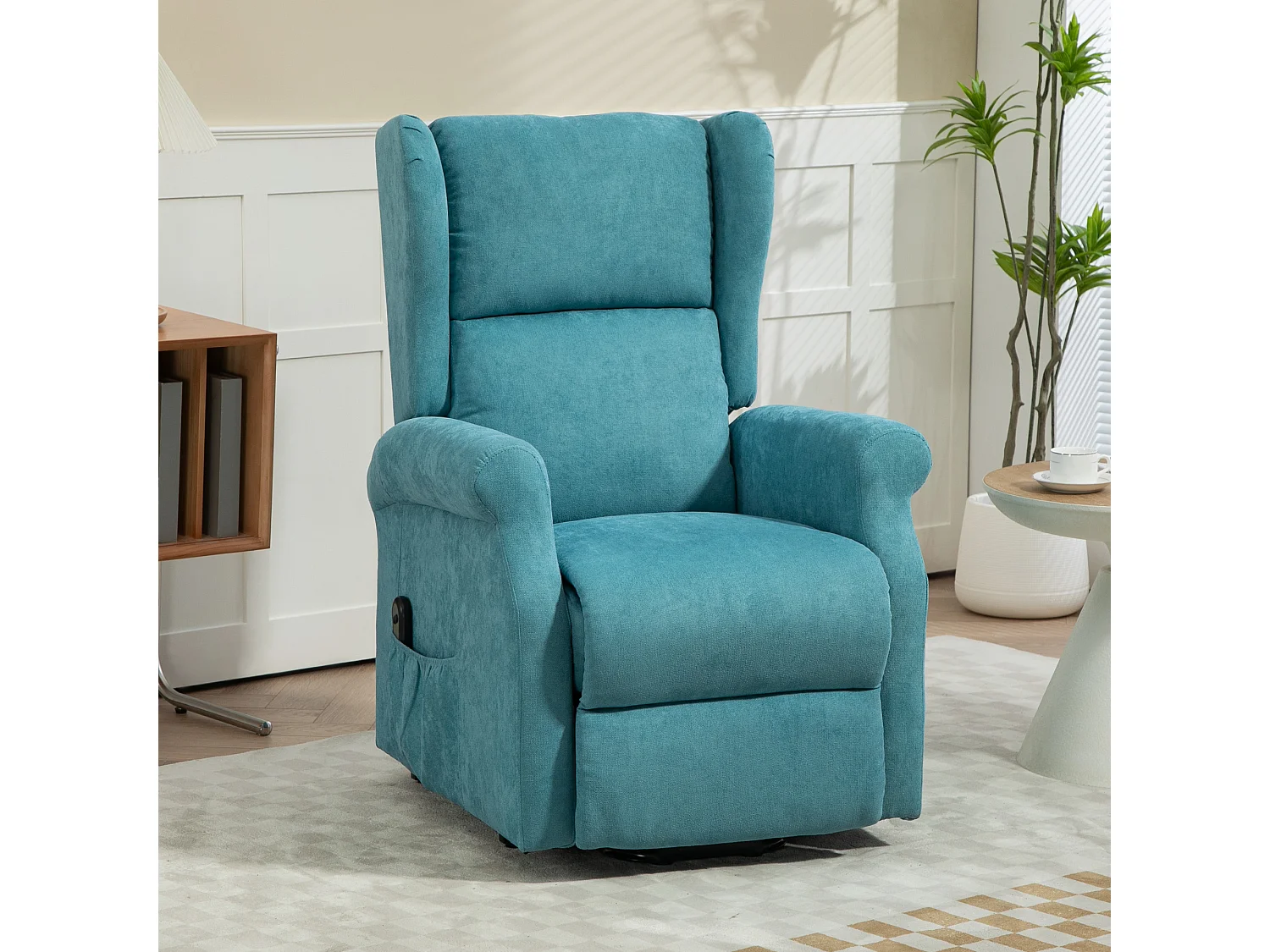 Fauteuil de relaxation électrique fauteuil releveur inclinable avec repose-pied ajustable lin bleu