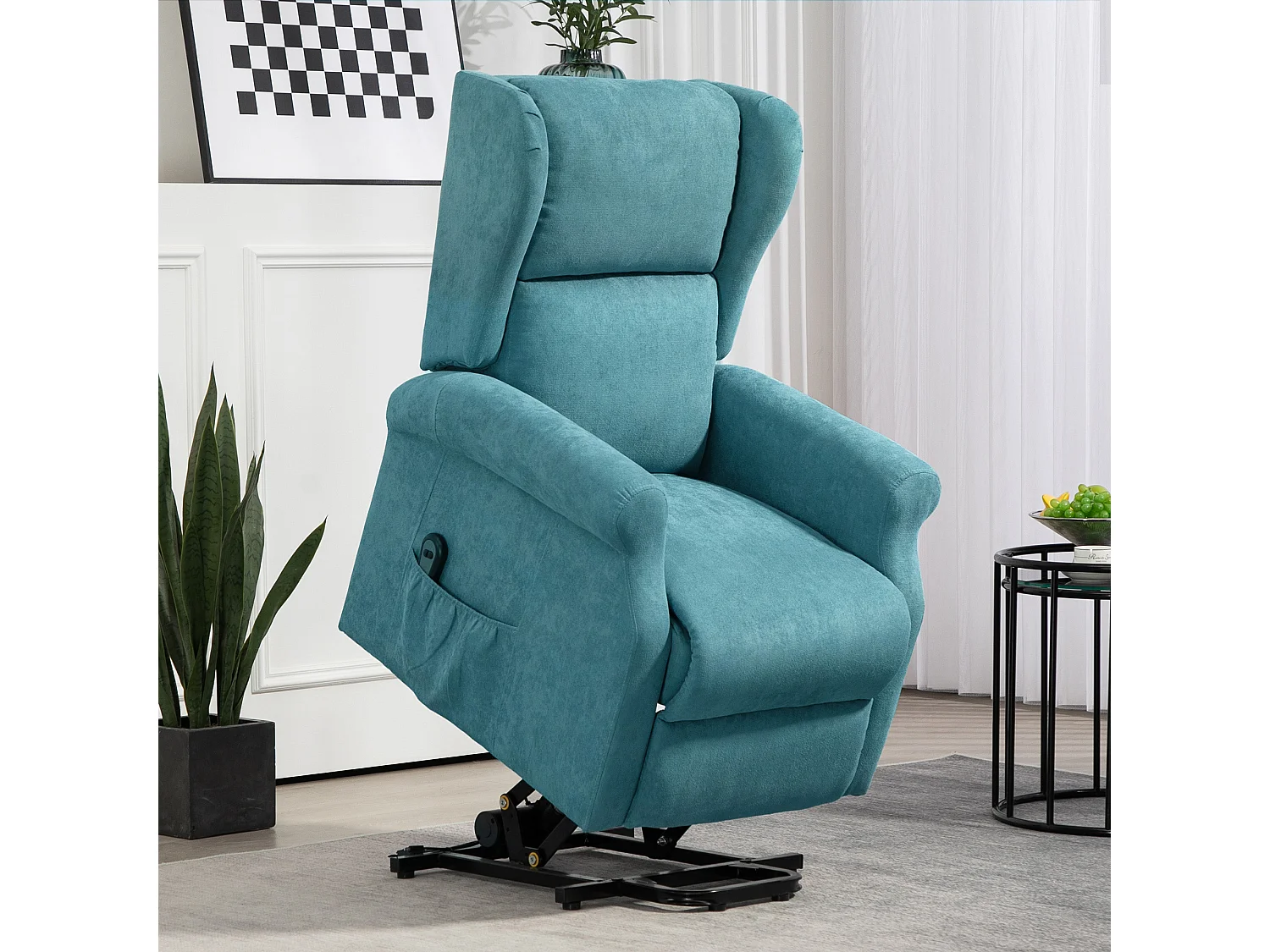 Fauteuil de relaxation électrique fauteuil releveur inclinable avec repose-pied ajustable lin bleu