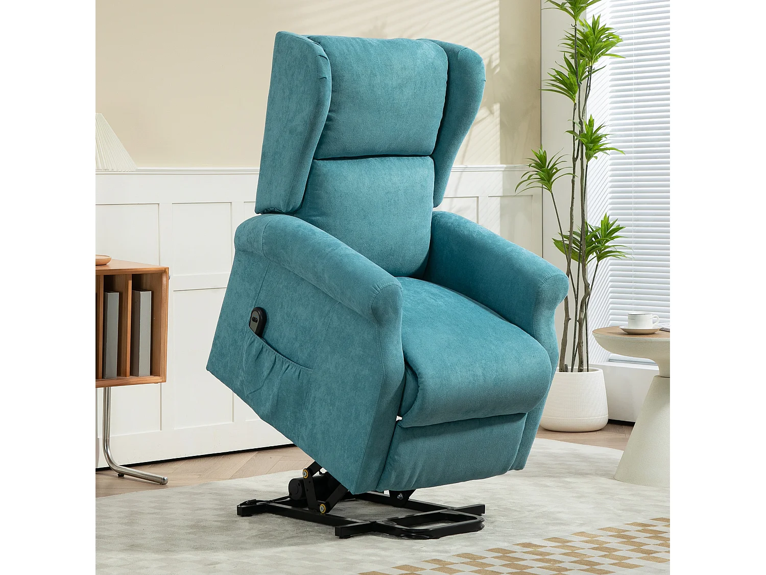 Fauteuil de relaxation électrique fauteuil releveur inclinable avec repose-pied ajustable lin bleu