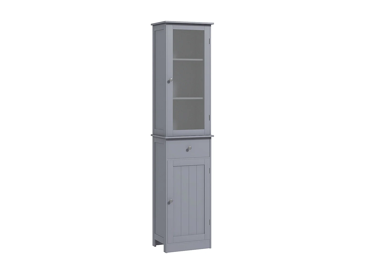 Meuble colonne de salle de bain placard porte acrylique 2 étagères placard porte 1 étagère tiroir MDF gris