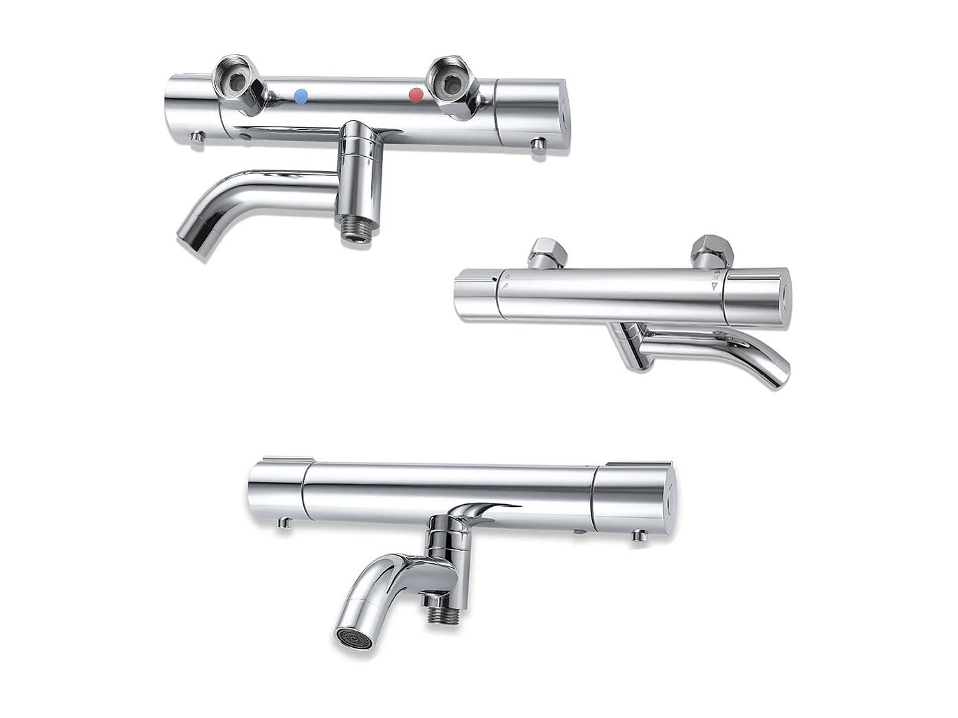 Colonne doccia termostatiche con beccuccio girevole 90°e soffione rotondo 20cm, cromato