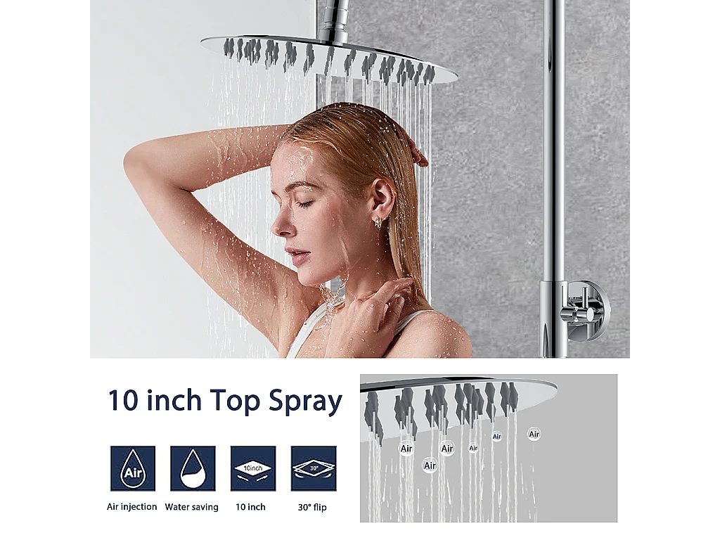 Colonne doccia termostatiche con soffione rotondo 25cm in acciaio inox e altezza regolabile 75-128cm, cromato