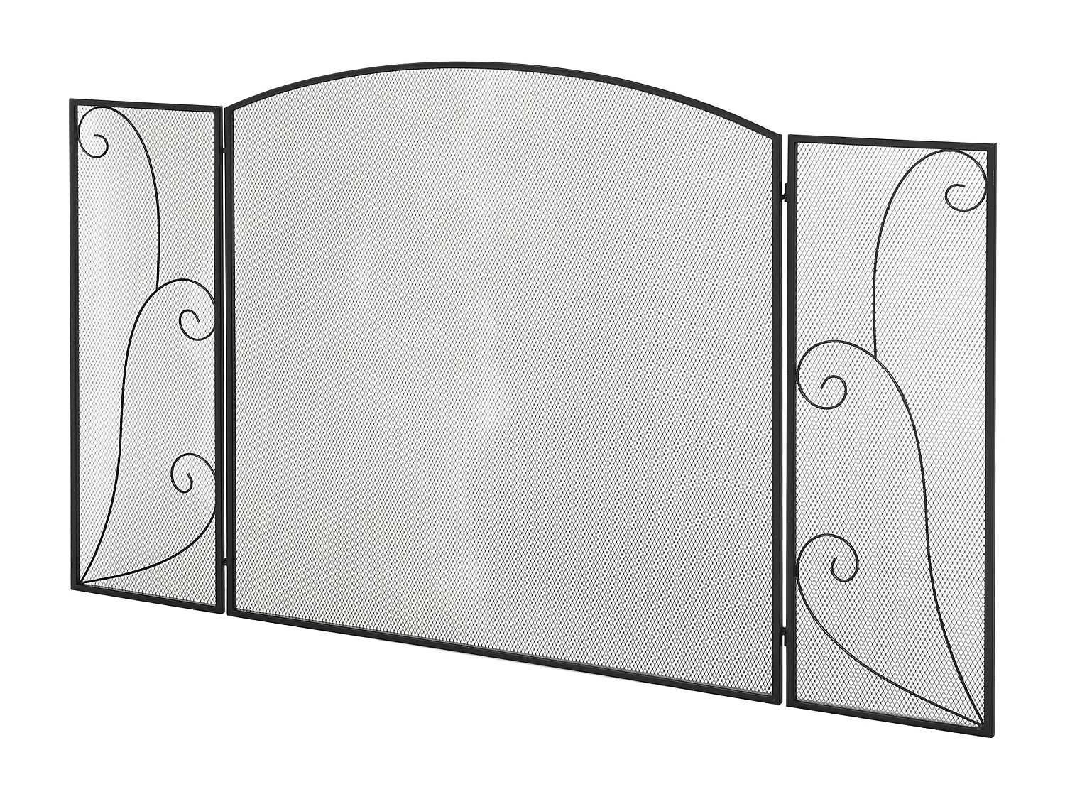 Pare-feu cheminée ou poêle - pare-étincelles 3 volets pliables acier métal noir