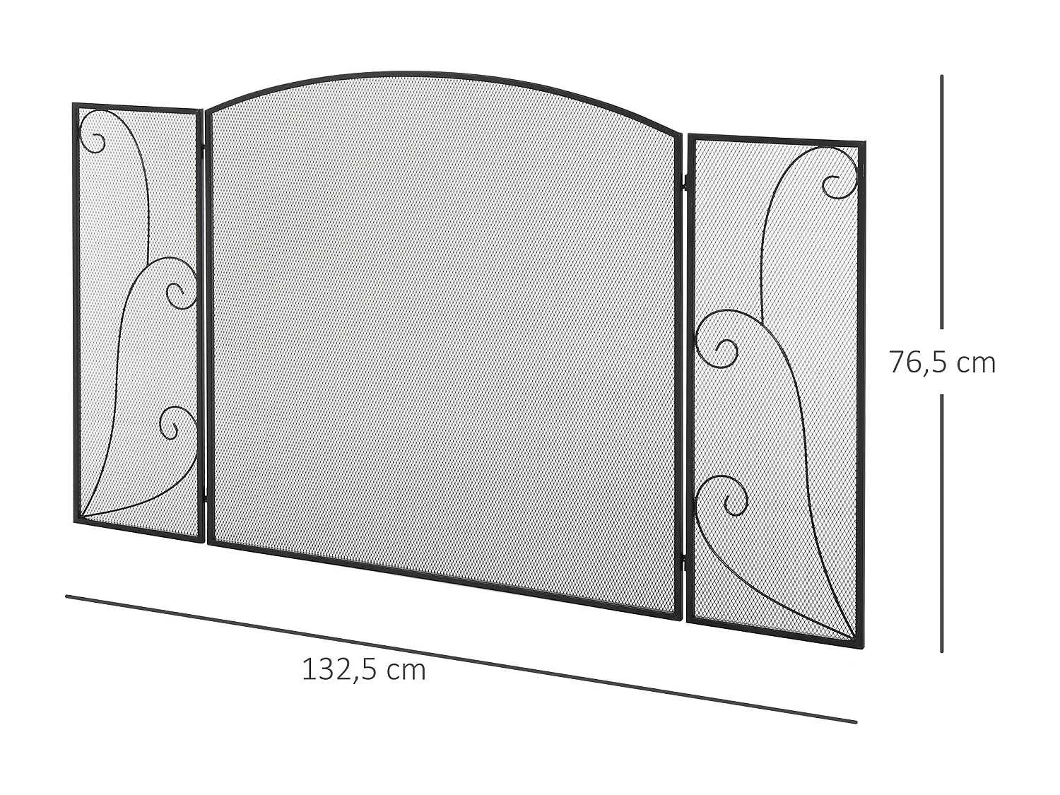 Pare-feu cheminée ou poêle - pare-étincelles 3 volets pliables acier métal noir