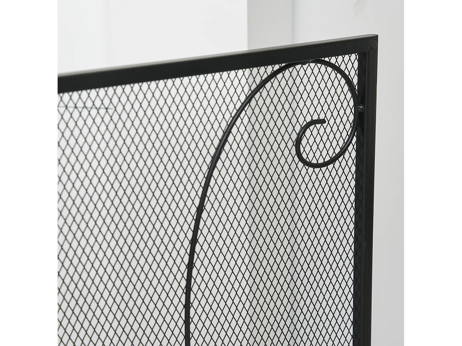 Pare-feu cheminée ou poêle - pare-étincelles 3 volets pliables acier métal noir