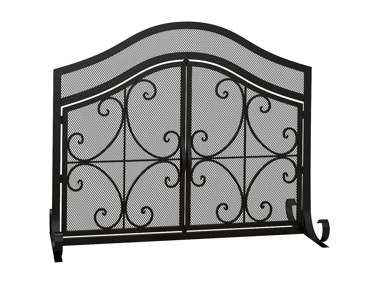 Pare-feu cheminée poêle style fer forgé - pare-étincelles 2 portes - dim. 105L x 40l x 80H cm - acier métal noir
