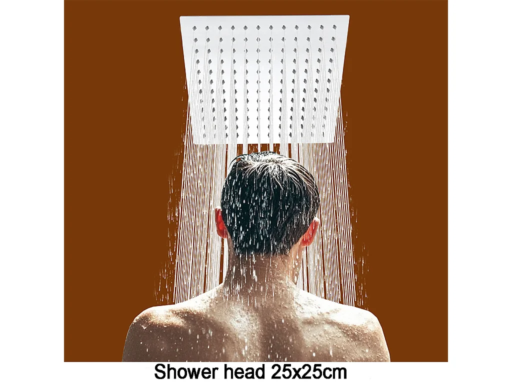 Colonna doccia idromassaggio con rubinetto manuale, soffione doccia quadrato 25x25cm in acciaio inox, cromato lucido