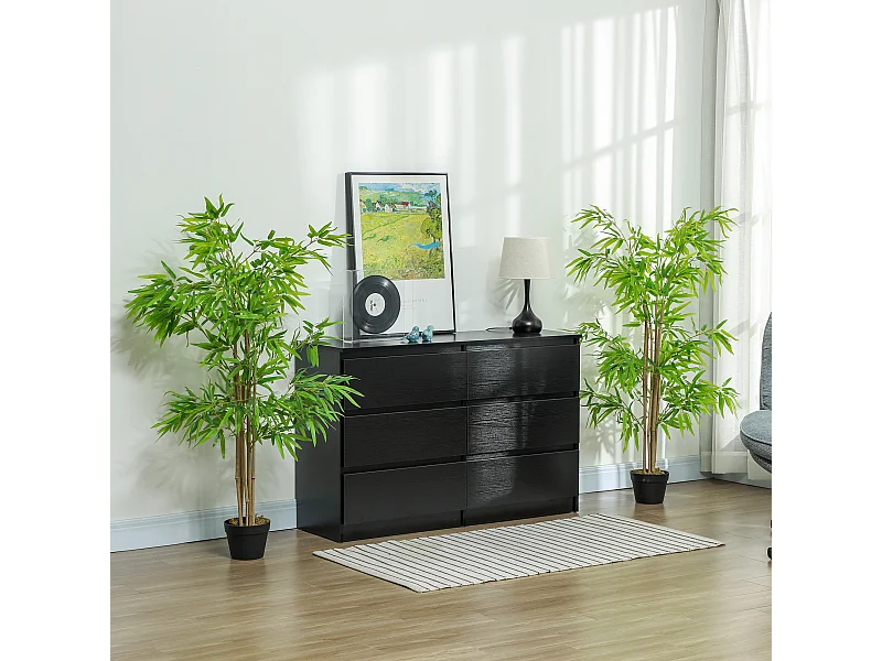 Outsunny Lot de 2 Bambous artificiels hauteur 1,5 m 644 feuilles denses réalistes pot inclus noir avec lichen vert